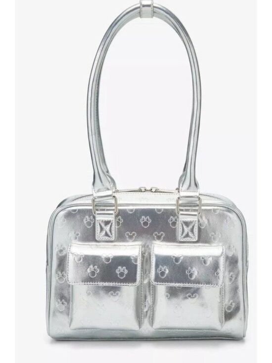 Loungefly Handbags - Loungefly Mickey Mouse Embossed Silver Metallic Mini Satchel Handbag Purse  NWT